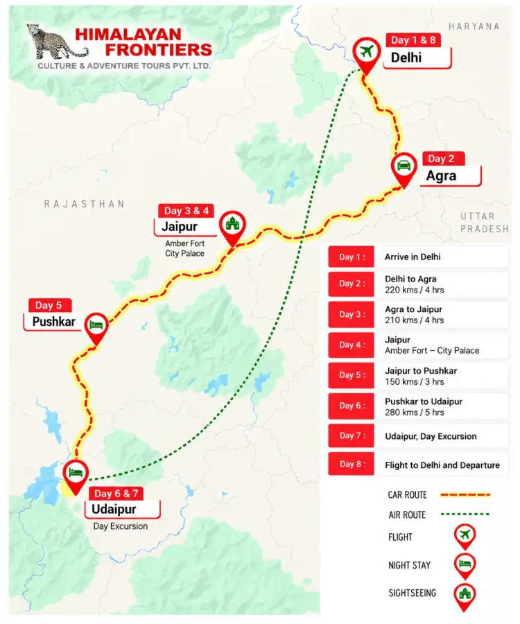 Colourful Rajasthan route map