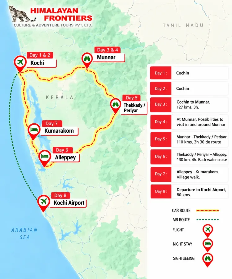 Discover Kerala route map